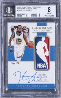 2018-19 Panini National Treasures NBA Logoman Autographs #17 Kevin Durant Signed Jersey Patch Card (#1/1) - BGS NM-MT 8/BGS 10